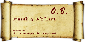 Ország Bálint névjegykártya
