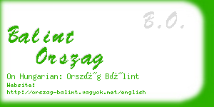 balint orszag business card